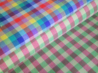 0,1 m Baumwoll-Webstoff "Zirkus" Karo klein ca. 150 cm br. Westfalen grün/violett