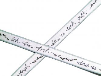 1 m Webband "Ich bin froh..." 16 mm br. 