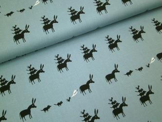 0,1 m feiner Popeline " Bremer Stadtmusikanten" 100 % Baumwolle kbA 150 cm br. GOTS 