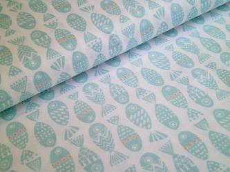 0,1 m Druckstoff  "Snowday" Fisch ca. 114 cm br. 