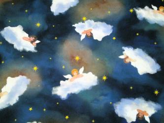 0,1 m Baumwoll-Druckstoff  "Celestine - Engel auf Wolke" 110 cm br. 