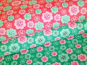 0,5 m Druckstoff  "Best Friends" Blume ca. 114 cm br. pink