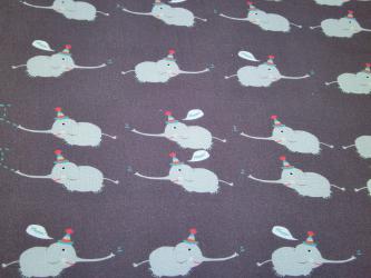 0,1 m Kissa-Popeline "Elefanten Ringelreihen" Baumwolle kbA 160 cm br. GOTS 