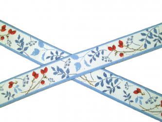 1 m Webband "Hagebutten und Blätter" 16 mm br. 