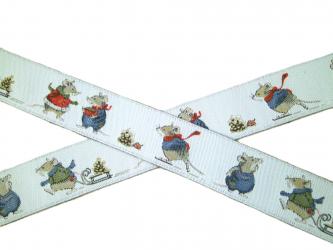 1 m Webband "Wintermäuse" 16 mm br. 
