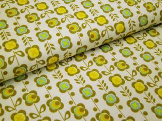 0,5 m Druckstoff  " Vintage Flower"  ca. 155 cm br.   Blume Retro-Design Baumwolle 