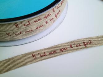 1 m bedrucktes Webband "Cést moi qui l'ai fait" 10 mm br. 