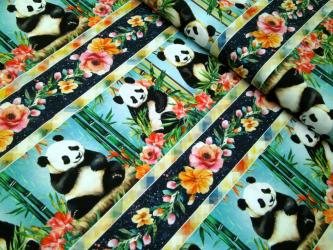 0,1m Baumwolldruck "Panda Paradise - Bordüre" ca. 110 cm br. 
