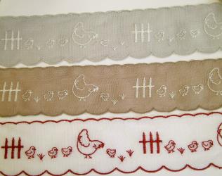 1 m Bestickte Borte "Huhn" 60 mm br. 