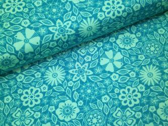 0,1 m Druckstoff  "Botanic grün" ca. 114 cm br. 