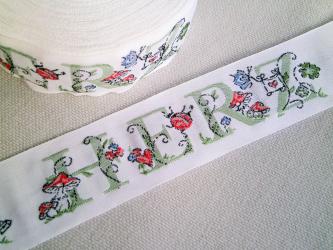 1 m Webband "Mit Herz" 30 mm br. Tracht Dirndl 