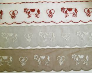1 m Bestickte Borte "Kuh" 60 mm br. 
