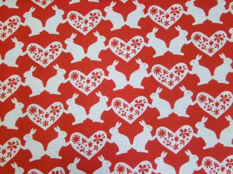 0,1 m Kokka-Druckstoff "Hasenpaar" Baumwolle/Leinen 