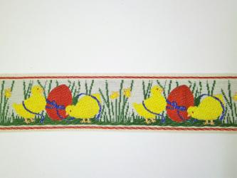 1 m Webband "Osterei mit Küken" 50 mm br. Baumwolle 