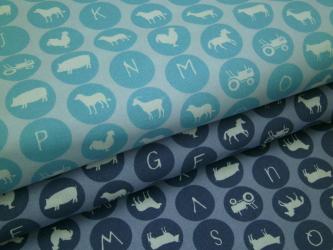 0,1 m Druckstoff  "Lönneberga-Tier-ABC" 150 cm br. Baumwolle Westfalenstoffe 