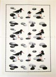 bedrucktes Halbleinen-Tuch "Austernfischer" ca. 47x65 cm 