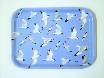 Kleines Tablett aus Birkenholzfurnier "Möve"ca. 20x27 cm 