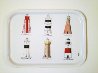 Kleines Tablett aus Birkenholzfurnier "Leuchtturm" ca. 20x27 cm 