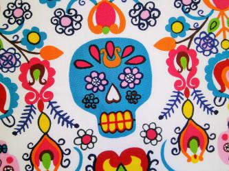 0,1 m Baumwoll-Druckstoff  "Sugar Skull"  115 cm br. 