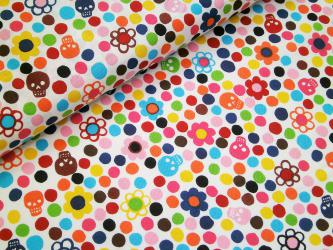 0,1 m Baumwoll-Druckstoff  "Sugar Skull" Punkte 115 cm br. 