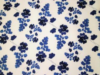 0,1 m Druckstoff  "Indigo Farn III" ca. 110 cm br. 