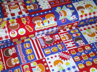 0,1 m Japan-Druckstoff  "Burger"  110 cm br. Kokka 