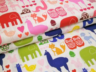 0,1 m Baumwoll-Druckstoff  "I love Animals"  115 cm br. 
