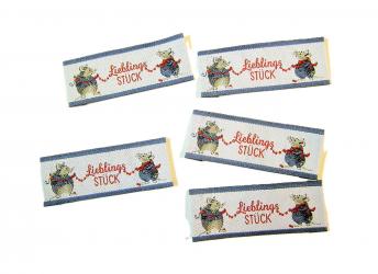 5er Paket Webetiketten "Mäuse - Lieblingsstück blau" 57x20 mm 
