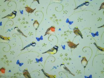 0,1 m super feiner Popeline-Baumwolldruck "Kronenvogel" 145 cm br. kbA GOTS 