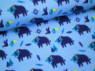 0,1 m Interlock Baumwoll-Jersey  "Winnipeg-Büffel" 140 cm br. 