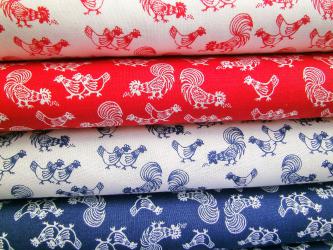 0,1 m Baumwoll-Druckstoff "Hühnerhof " 150 cm br. Westfalen 