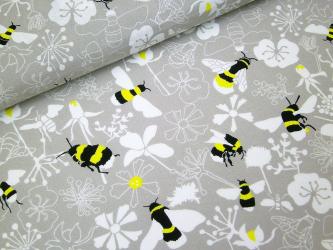 0,1 m Druckstoff  "Hummeln" Serie "Kyoto"150 cm br. Baumwolle Westfalenstoffe 