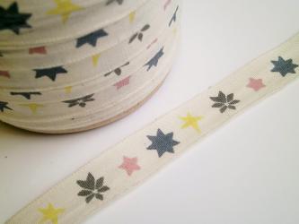 1 m Baumwollband "Bunte Sterne" 16 mm br. 