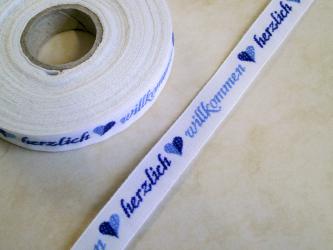 1 m Webband "Herzlich willkommen" 10 mm 