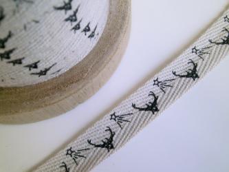 1 m Baumwoll-Köperband "Hirsch" 15 mm br. 