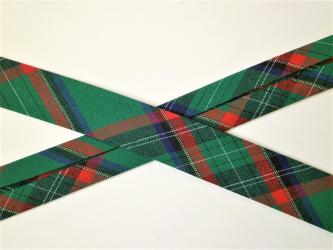1 m Schrägband "Karo grün-rot-blau" vorgefalzt 20 mm br. 