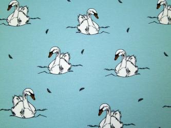 0,1 m Single-Jersey  "Schwan" 160 cm br. Bio-Baumwolle 