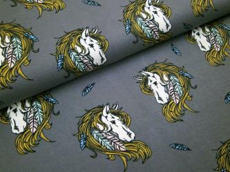 0,1 m Single-Jersey  "Indianerpferd" 160 cm br. Bio-Baumwolle 