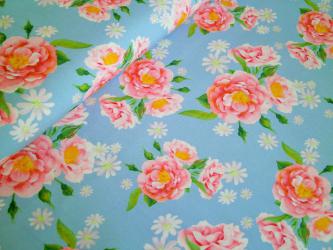 0,1 m Baumwolldruck Popeline "Rose Emma" kbA 145 cm br. GOTS Bio-Baumwolle C.Pauli 