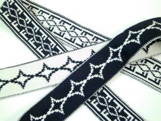 1 m Strickband "Island - Raute" marine-creme 37 mm br. 