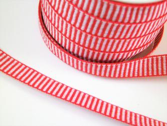 1 m Webband "Ringel rot-weiss" 11 mm br. 