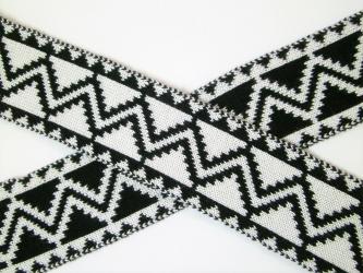 1 m Strickband "Island - Zickzack" schwarz-creme 38 mm br. 
