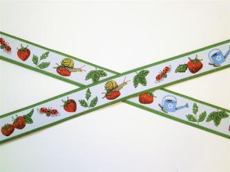 1 m Webband "Erdbeerzeit" 16 mm br. 