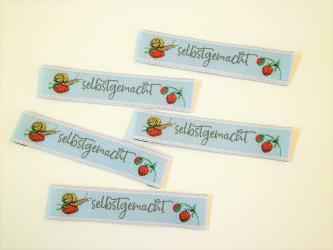 5er Paket Webetiketten "Erdbeerzeit selbstgemacht"" ca. 80x15 mm 