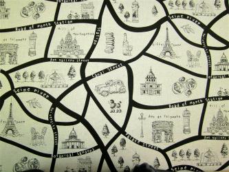 0,1 m Kokka-Druckstoff "Trip to Paris" Leinen/Baumwolle 
