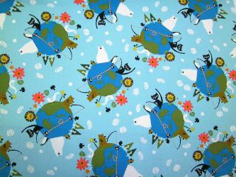 0,1 m Baumwoll-Druckstoff  "Kawaii - Animal Planet" 