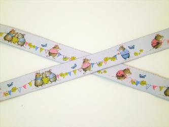 1 m Webband "Sommermäuse" 16 mm br. 