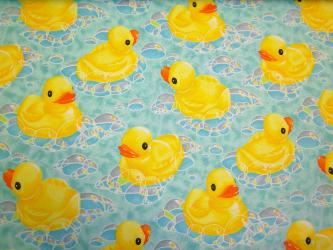 0,1 m Baumwoll-Druckstoff  "Gummiente"  110 cm br. 