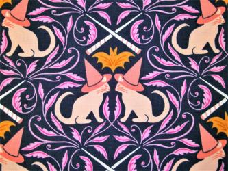 0,1 m Baumwoll-Druckstoff  "Magische Katzen"  110 cm br. 