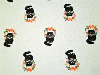 0,1 m Baumwoll-Druckstoff  " Vor Weihnachten: Katze mit Adventskranz"  110 cm br. 